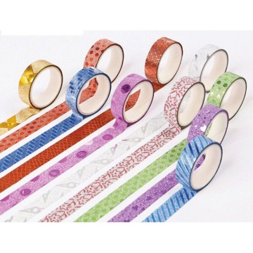 Скотч декоративный 15мм*3м , ассорти, БЛЕСТКИ, рисунок