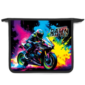 Папка для тетрадей. А5. На молнии, дизайн с двух сторон. МОТОГОНЩИК