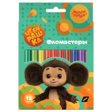 Фломастеры Мульти-Пульти "Чебурашка", 12цв., смываемые, картон, европодвес