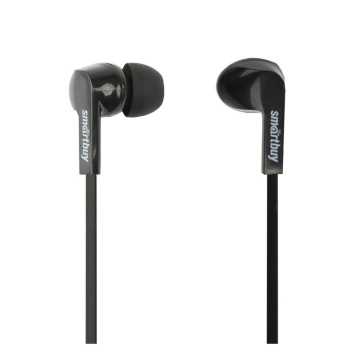 Наушники внутриканальные Smartbuy Prime, черные, динам.10мм, плоск.каб., 3 пары силик.вставок