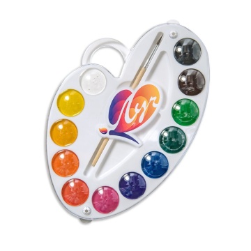 Краски акварельные 12цв. Палитра , п\упак, с кистью