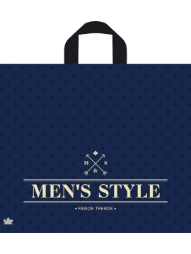 Пакет 34*40см (70мк) с петлевой ручкой "Менс стиль синий" Глянец ПВД