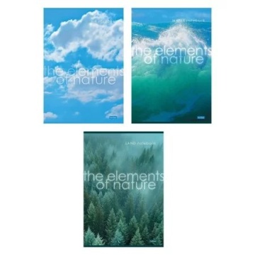 Тетрадь А4 48л кл. ЛИН. скоба Hatber "The elements of nature" глянц.лам., 3диз.в блоке