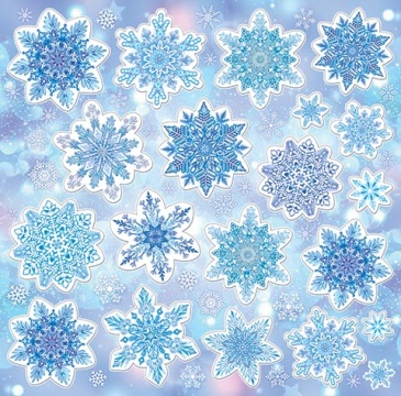 Витражная наклейка 33*35см "Снежинки"