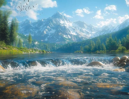 Календарь Трио металл+объем 295*720мм на 2026г. Горная река