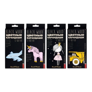 Карандаши цвет. 12цв BV "BlackWoodColor" пластиковые