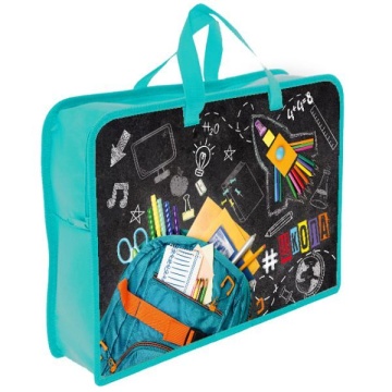 Папка А4 (340*245*75) с ручками, молния, пластик "Хэштег школа"