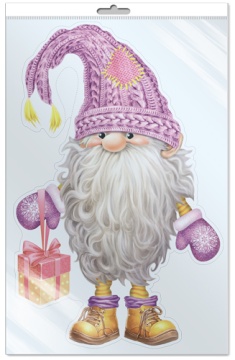 Плакат фигурный 20*30см "Гномик с подарком"