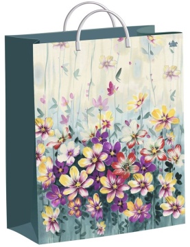 Пакет 30*30см (140мк) с пластиковой ручкой "Акварельные цветочки" мягкий пластик