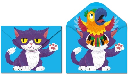 Конверт на кнопке  с рисунком А4 Кот, двустор.печать