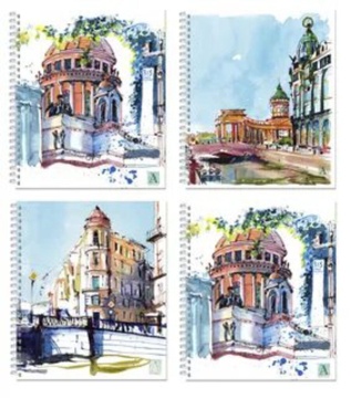 Тетрадь А5 96л кл. гребень Полином "Питерские скетчи", БЕЗ ПОЛЕЙ