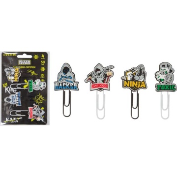 Закладка-скрепка "SuperHero" метал. 50 мм , 4шт в уп.