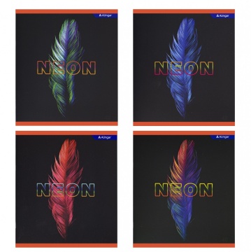 Тетрадь 48л клетка софт-тач "Перышко.Neon" ассорти (4диз) 60г.м2
