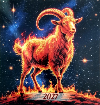 Календарь КВАДРАТ (средний) 230х235мм на 2027 год "Символ года. На фоне звёздного неба"