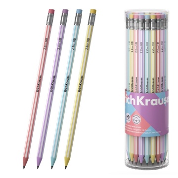 Карандаш Blend HB шестигранный, пластиковый с ластиком, тубус