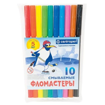 Фломастеры  10цв "Centropen. Пингвины", картон. упаковка, европодвес