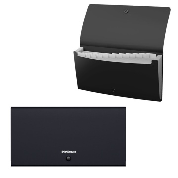 Папка 12 отд. на кнопке 260*138мм Matt Classic, черная