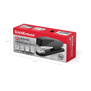 Степлер 24/6 Half-strip ErichKrause Quadro Classic до 30 листов, ассорти (в коробке по 1 шт.)