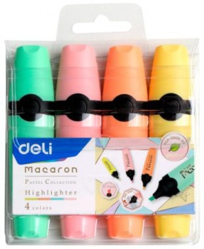 Набор текстовыделителей "Deli Macaron" 4 цв., 1-5мм, скошен. наконечник
