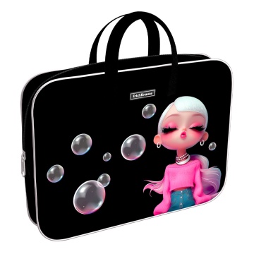 Папка текстильная на молнии ErichKrause с ручками Bubble Girl, A4+