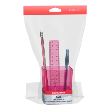 Набор настольный пластиковый ErichKrause Base, Glitter, розовый