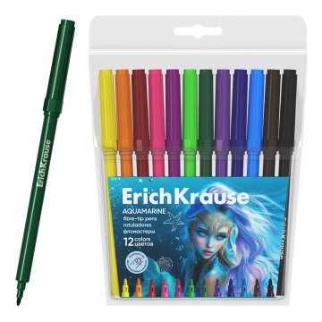 Фломастеры 12цв "Erich Krause. Aquamarine", вент.колпачок, блистер