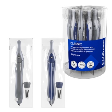 Циркуль металл. EK "Classic" 125мм, с грифелями, в пласт. футляре, ассорти