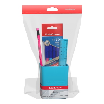 Набор настольный пластиковый ErichKrause Base, Bubble Gum, голубой