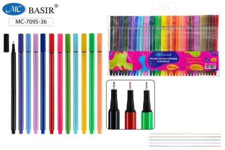 Набор линеров-капиллярные ручки: подходят для рисования и скетчинга; цветной шестигранный корпус с белой полоской; наконечник 0,4 mm, 36 цветов.