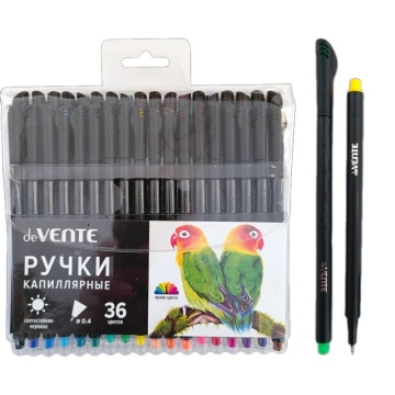 Набор капиллярных ручек "deVENTE. Drops" 0.4мм, 36цв.,черный корпус