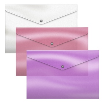 Конверт на кнопке А4  Glossy Candy 0,18мм, полупрозрачный, ассорти