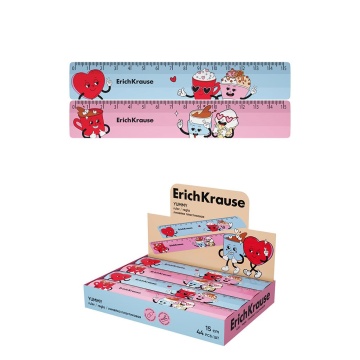 Линейка пластиковая ErichKrause Yummy, 15см, ассорти (в коробке-дисплее по 44 шт)