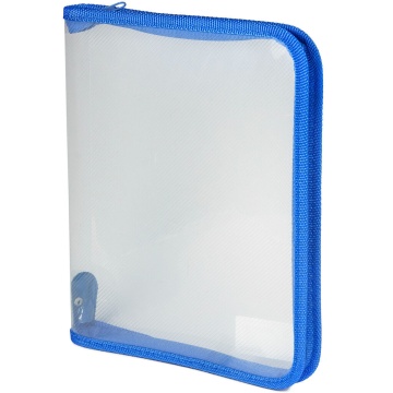 Папка д/тетрад. А5 (230*180*25) 1отд. молния вокруг, пластик "Офис б/цв Синяя"