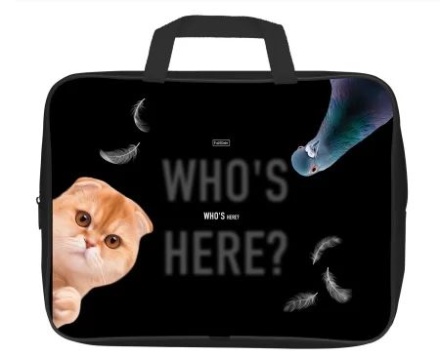 Папка А4 (350*265*40) с ручками, молния, ткань "Кто здесь?"