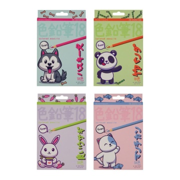 Карандаши цвет. 18цв BV "Kawaii animals" пластиковые, софт-тач коробка, 4мм