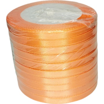 Лента упаковочная атласная 6мм, 22 м персик (10шт/уп)