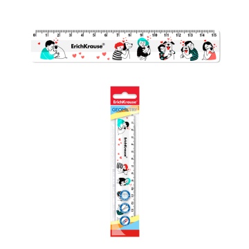 Линейка пластиковая ErichKrause Furry Friends, 15см, во флоупаке