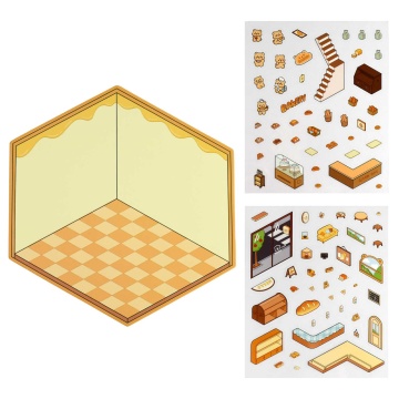 Наклейки-румбокс д/создания миниатюрных сцен 12,5*15см "Мишка. Пекарня" 1лок.,2л.с накл.