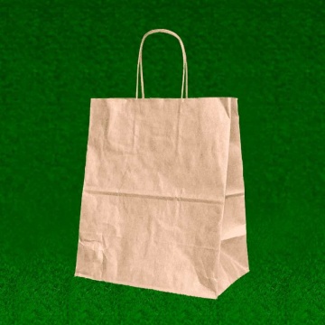 Пакет подар. бумажн. 28*24*14 см, 90 гр/м2  крафт без рисунка, крученые ручки