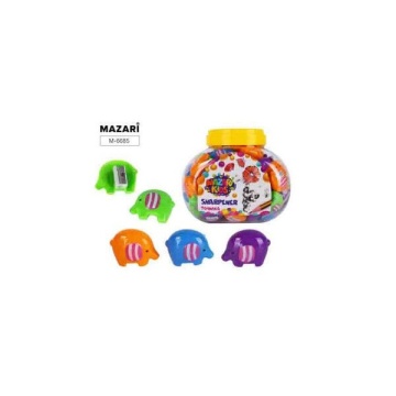 Точилка пластиковая, ELEPHANT, 1 отверстие для заточки, с контейнером для стружки, ассорти 4 цвета,