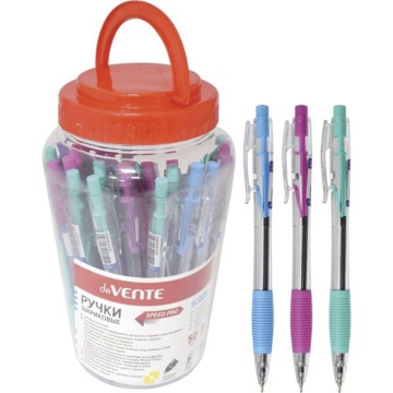 Ручка шар. deVENTE "Incanto", 0,7мм, автомат с каучуковым держателем, синяя, корп. ассорти
