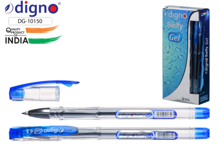 Ручка гелевая. DIGNO SELFY. Прозр.корпус, цв.клип. 0,5 мм. Синяя