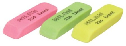 Ластик MILAN скошенный, из натурального каучука, флуорисцентный