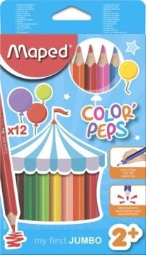 Карандаши цвет. Jumbo 12цв  Maped Color Peps трехгранные, ударопрочные, карт.упак.