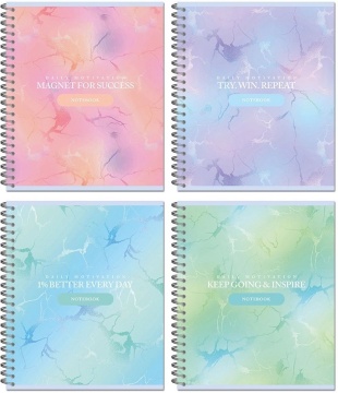 Тетрадь А5  48л кл. гребень Полином "Shiny office" УФ-лак, 4 дизайна, БЕЗ ПОЛЕЙ