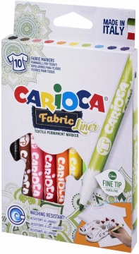 Маркеры по ткани 10цв "Carioca Fabric Liner" карт.коробка