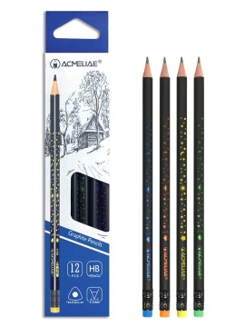 Карандаш ACMELIAE НВ, трехгран. с ластиком, корп. с принтом
