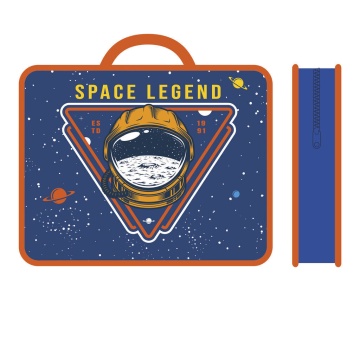 Папка А4 (330*260*75) с ручками, молния, пластик "Космознак"