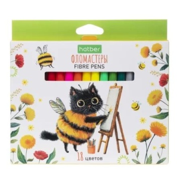 Фломастеры 18цв "Hatber. ЖЖ-Мяу" вентилир.колпачок