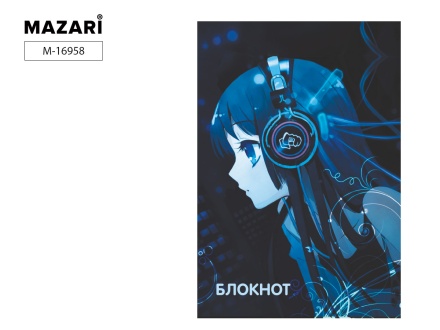 Блокнот А6, 40 л. Клетка. Обложка мелован.бумага. Спираль.Аниме blue